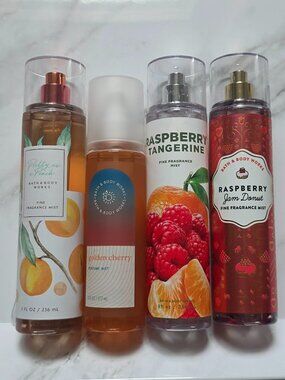 Bath & Body Works-Golden Cherry-Pretty Peach-Raspberry Jam Donut-Tangerine MIST